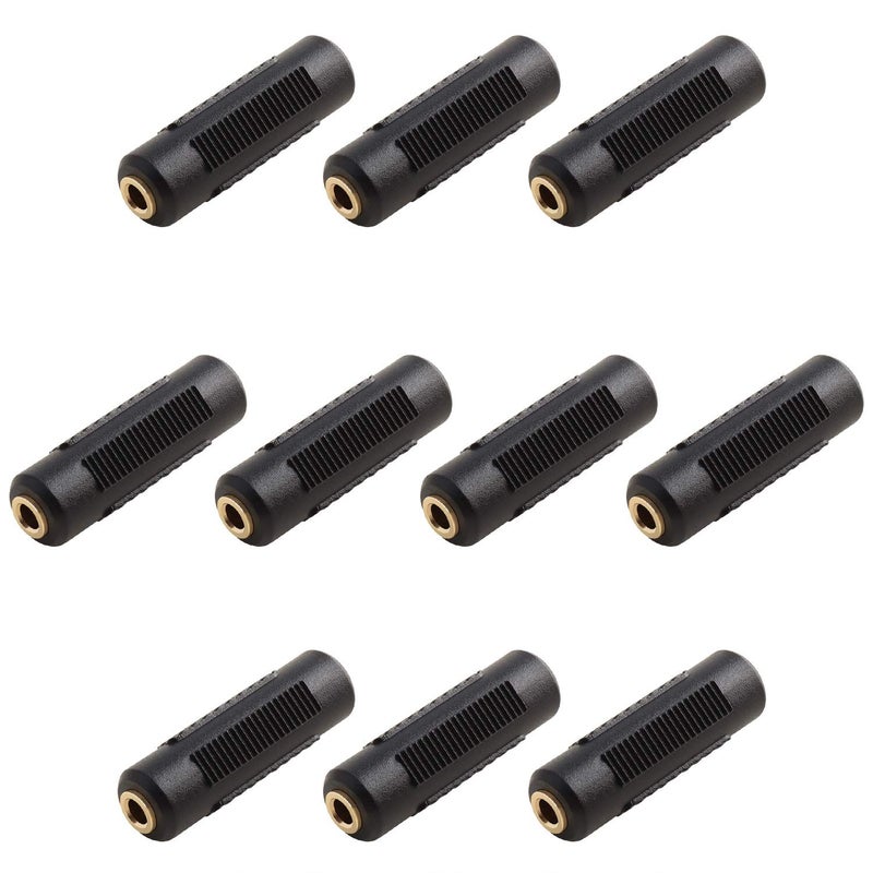 SAISN 3.5mm Stereo Jack to 3.5mm Stereo Jack Adapter Connectors Stereo Coupler Female to Female Gold Plated (Pack of 10) - Image 1